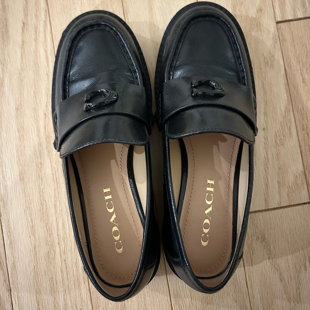 Coach chunky Leah black loafers